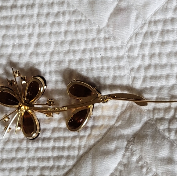 MADE IN AUSTRIA, SMOKY QUARTZ, AND RHINESTONE BROOCH - Picture 7 of 10